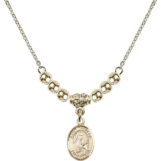 14kt Gold Filled Saint Theresa Birthstone Necklace with Gold Filled Beads - 9106