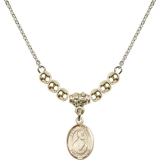 14kt Gold Filled Saint Thomas the Apostle Birthstone Necklace with Gold Filled Beads - 9107