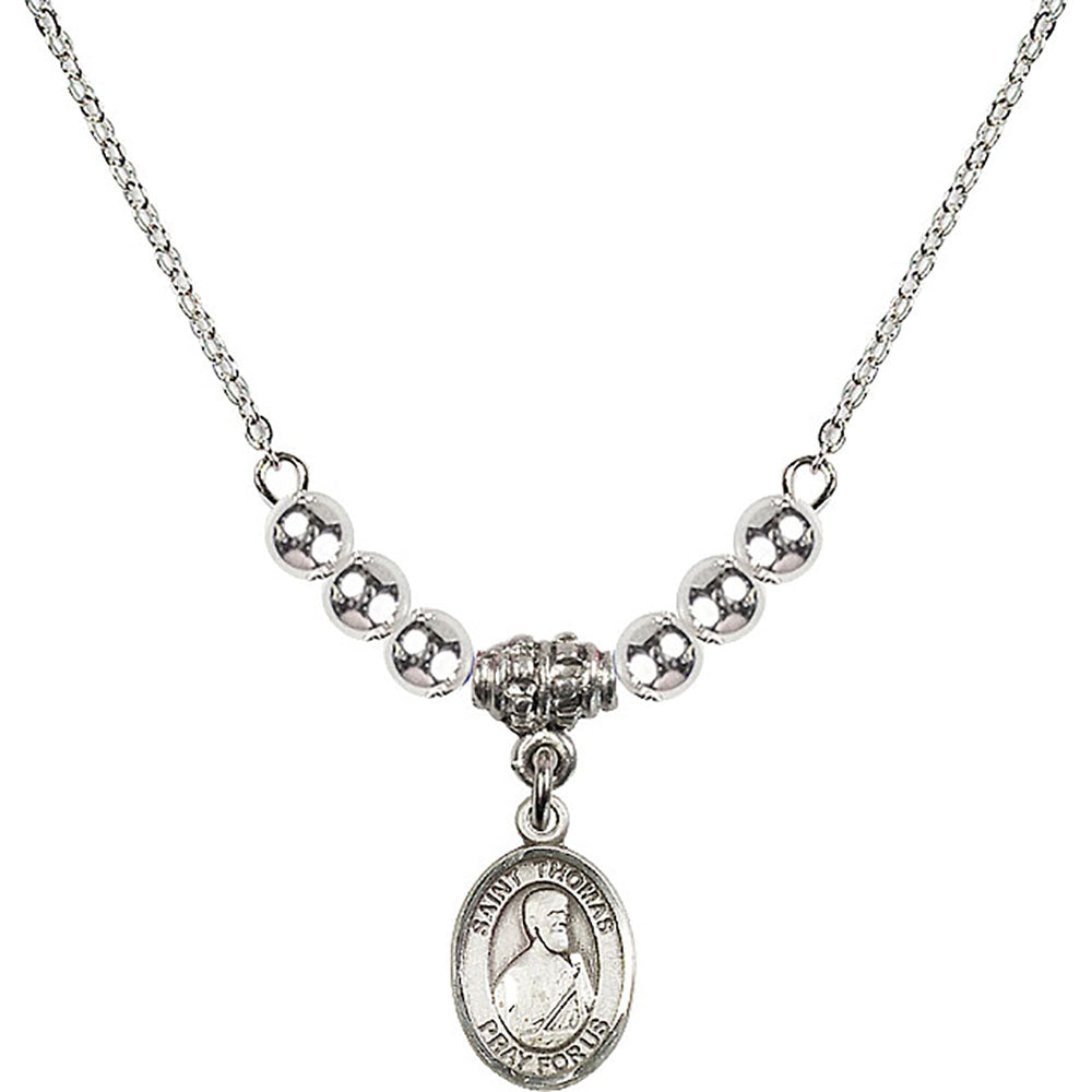 Sterling Silver Saint Thomas the Apostle Birthstone Necklace with Sterling Silver Beads - 9107