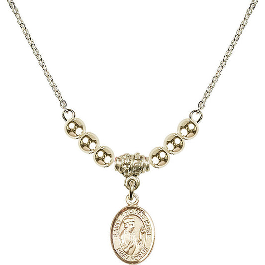14kt Gold Filled Saint Thomas More Birthstone Necklace with Gold Filled Beads - 9109