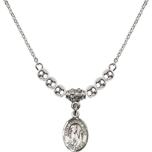 Sterling Silver Saint Thomas More Birthstone Necklace with Sterling Silver Beads - 9109