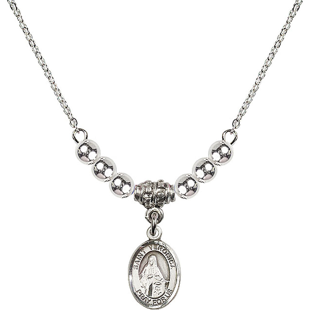 Sterling Silver Saint Veronica Birthstone Necklace with Sterling Silver Beads - 9110