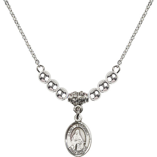 Sterling Silver Saint Veronica Birthstone Necklace with Sterling Silver Beads - 9110