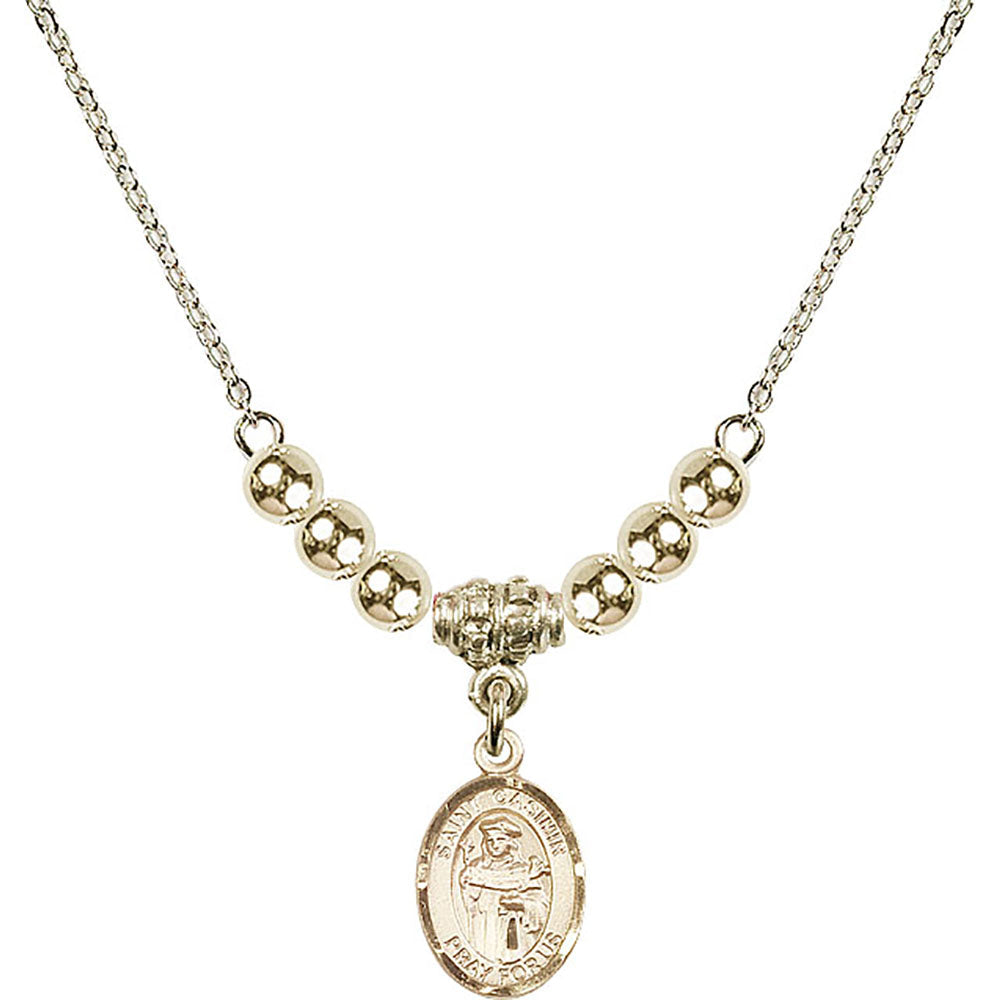 14kt Gold Filled Saint Casimir of Poland Birthstone Necklace with Gold Filled Beads - 9113
