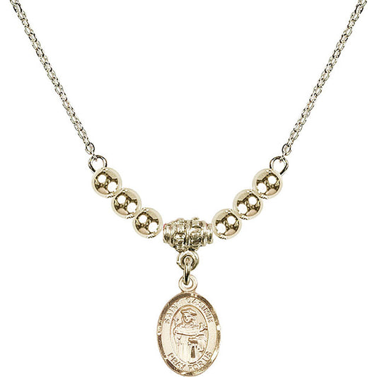 14kt Gold Filled Saint Casimir of Poland Birthstone Necklace with Gold Filled Beads - 9113