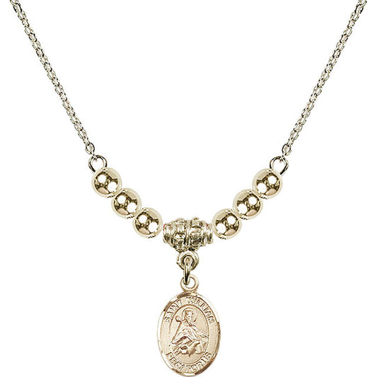 14kt Gold Filled Saint William of Rochester Birthstone Necklace with Gold Filled Beads - 9114