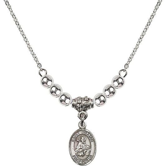Sterling Silver Saint William of Rochester Birthstone Necklace with Sterling Silver Beads - 9114