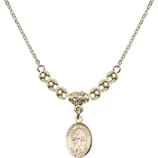 14kt Gold Filled Saint Zachary Birthstone Necklace with Gold Filled Beads - 9116