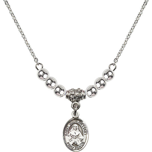 Sterling Silver Saint Julie Billiart Birthstone Necklace with Sterling Silver Beads - 9117