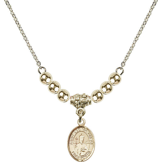 14kt Gold Filled Saint Leo the Great Birthstone Necklace with Gold Filled Beads - 9120
