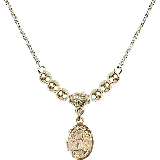 14kt Gold Filled Saint Valentine of Rome Birthstone Necklace with Gold Filled Beads - 9121