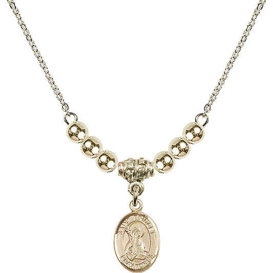 14kt Gold Filled Saint Bridget of Sweden Birthstone Necklace with Gold Filled Beads - 9122