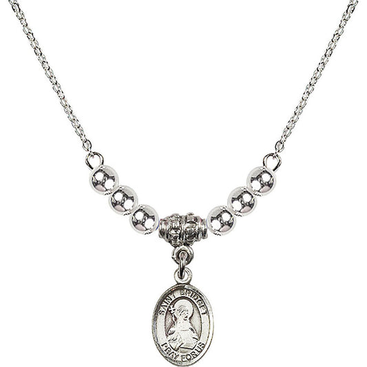 Sterling Silver Saint Bridget of Sweden Birthstone Necklace with Sterling Silver Beads - 9122