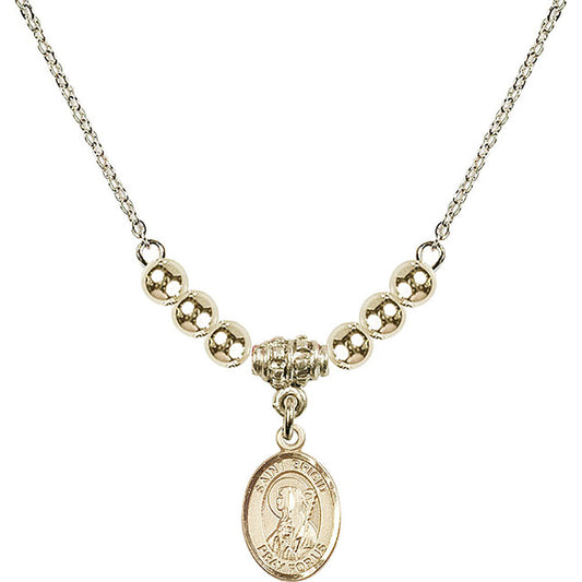 14kt Gold Filled Saint Brigid of Ireland Birthstone Necklace with Gold Filled Beads - 9123