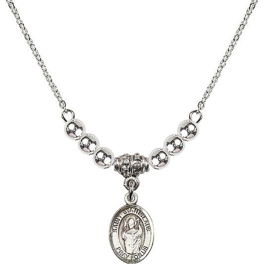 Sterling Silver Saint Stanislaus Birthstone Necklace with Sterling Silver Beads - 9124