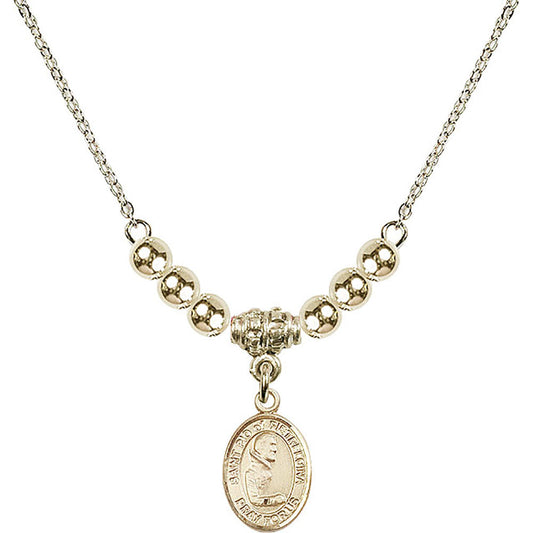 14kt Gold Filled Saint Pio of Pietrelcina Birthstone Necklace with Gold Filled Beads - 9125