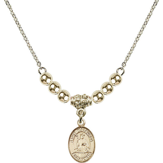 14kt Gold Filled Saint Walburga Birthstone Necklace with Gold Filled Beads - 9126