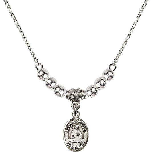 Sterling Silver Saint Walburga Birthstone Necklace with Sterling Silver Beads - 9126