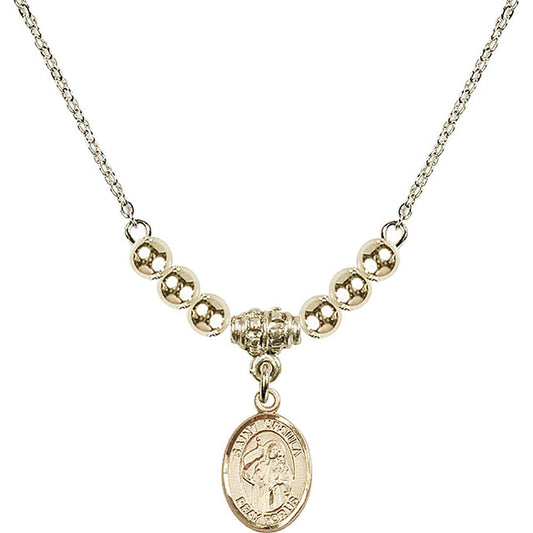 14kt Gold Filled Saint Ursula Birthstone Necklace with Gold Filled Beads - 9127