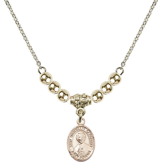 14kt Gold Filled Saint Marcellin Champagnat Birthstone Necklace with Gold Filled Beads - 9131