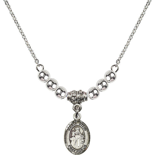 Sterling Silver Maria Stein Birthstone Necklace with Sterling Silver Beads - 9133