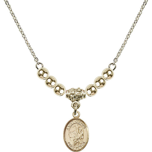 14kt Gold Filled Saint Jerome Birthstone Necklace with Gold Filled Beads - 9135