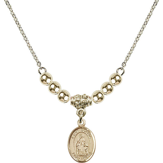 14kt Gold Filled Saint Sophia Birthstone Necklace with Gold Filled Beads - 9136