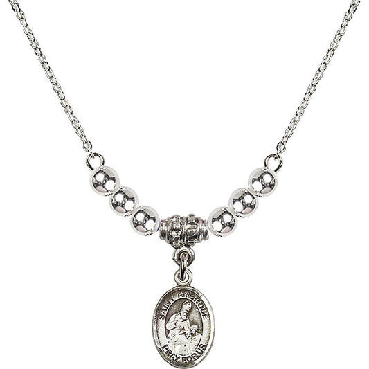 Sterling Silver Saint Ambrose Birthstone Necklace with Sterling Silver Beads - 9137