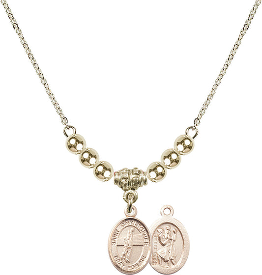 14kt Gold Filled Saint Christopher/Volleyball Birthstone Necklace with Gold Filled Beads - 9138