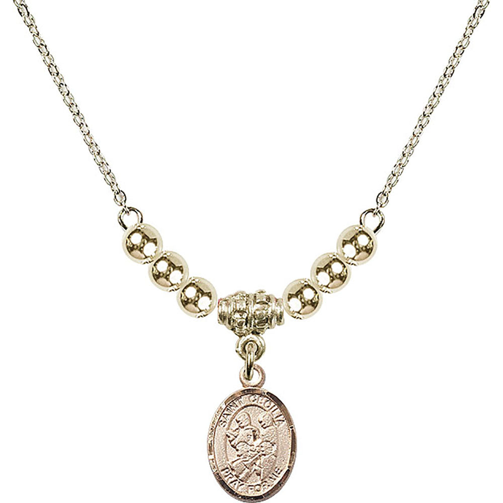 14kt Gold Filled Saint Cecilia / Marching Band Birthstone Necklace with Gold Filled Beads - 9179