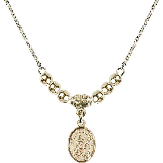 14kt Gold Filled Saint Martin of Tours Birthstone Necklace with Gold Filled Beads - 9200