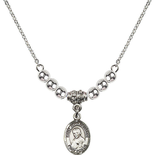 Sterling Silver Saint John Neumann Birthstone Necklace with Sterling Silver Beads - 9204