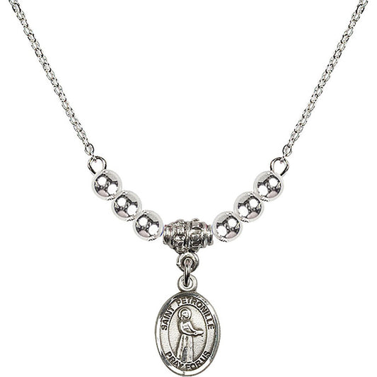 Sterling Silver Saint Petronille Birthstone Necklace with Sterling Silver Beads - 9209