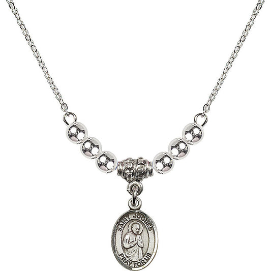 Sterling Silver Saint Isaac Jogues Birthstone Necklace with Sterling Silver Beads - 9212