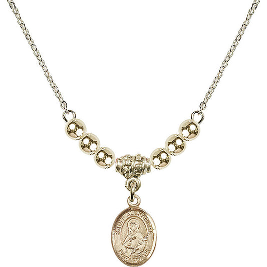 14kt Gold Filled Saint Alexandra Birthstone Necklace with Gold Filled Beads - 9215