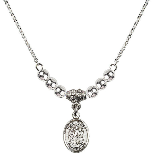 Sterling Silver Holy Family Birthstone Necklace with Sterling Silver Beads - 9218