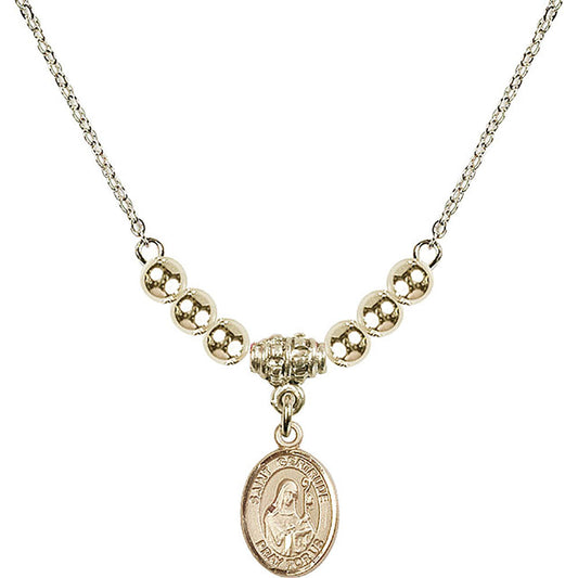 14kt Gold Filled Saint Gertrude of Nivelles Birthstone Necklace with Gold Filled Beads - 9219