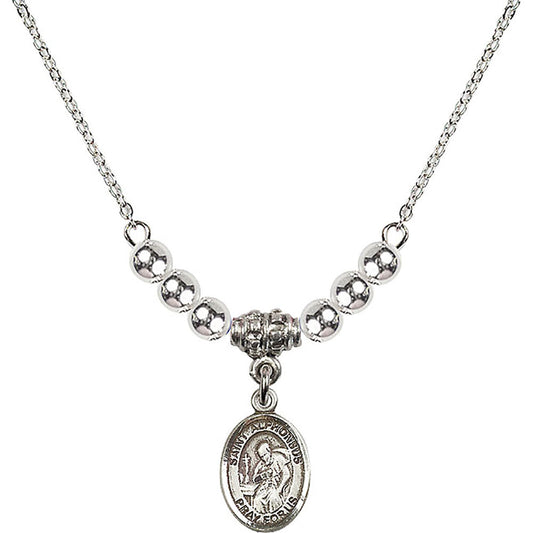 Sterling Silver Saint Alphonsus Birthstone Necklace with Sterling Silver Beads - 9221