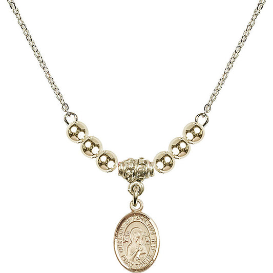 14kt Gold Filled Our Lady of Perpetual Help Birthstone Necklace with Gold Filled Beads - 9222