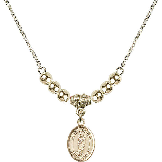 14kt Gold Filled Saint Victor of Marseilles Birthstone Necklace with Gold Filled Beads - 9223