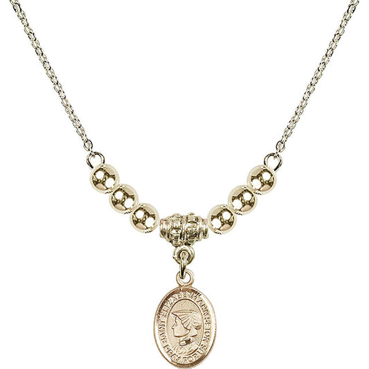 14kt Gold Filled Saint Elizabeth Ann Seton Birthstone Necklace with Gold Filled Beads - 9224