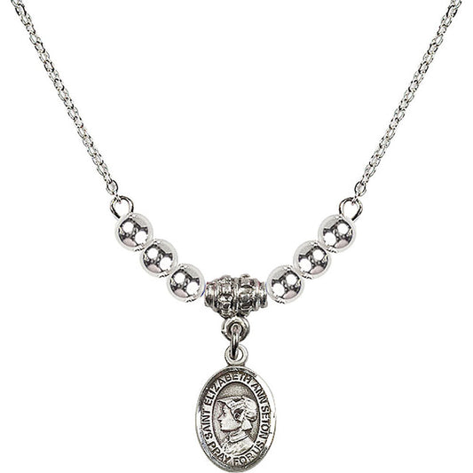 Sterling Silver Saint Elizabeth Ann Seton Birthstone Necklace with Sterling Silver Beads - 9224