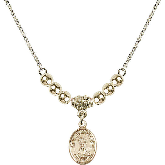 14kt Gold Filled Saint Dominic Savio Birthstone Necklace with Gold Filled Beads - 9227