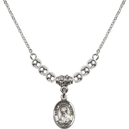Sterling Silver Saint Dominic Savio Birthstone Necklace with Sterling Silver Beads - 9227