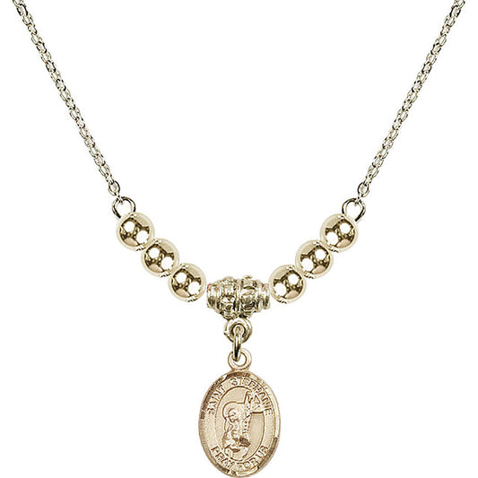 14kt Gold Filled Saint Stephanie Birthstone Necklace with Gold Filled Beads - 9228
