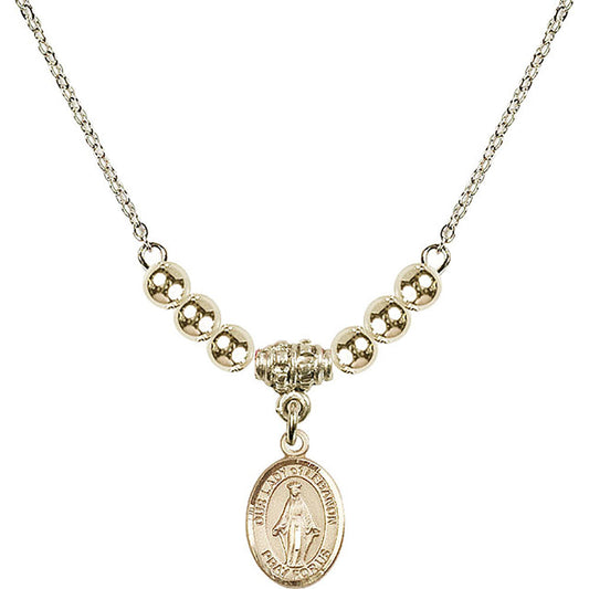 14kt Gold Filled Our Lady of Lebanon Birthstone Necklace with Gold Filled Beads - 9229
