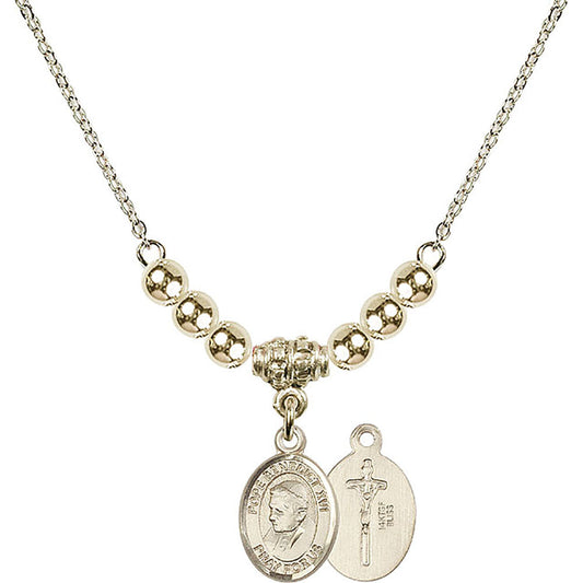 14kt Gold Filled Pope Emeritace Benedict XVI Birthstone Necklace with Gold Filled Beads - 9235