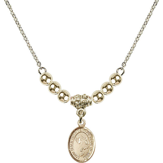 14kt Gold Filled Footprints / Cross Birthstone Necklace with Gold Filled Beads - 9237