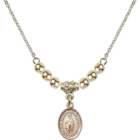 14kt Gold Filled Saint Bartholomew the Apostle Birthstone Necklace with Gold Filled Beads - 9238