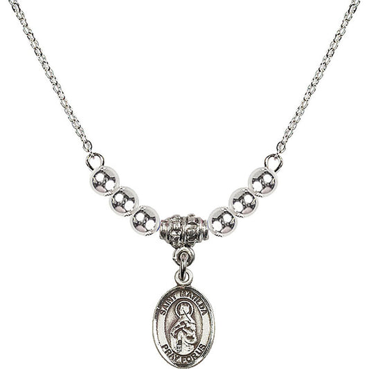 Sterling Silver Saint Matilda Birthstone Necklace with Sterling Silver Beads - 9239